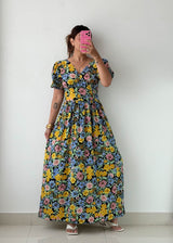 Size S-M Black Floral Maxi Dress