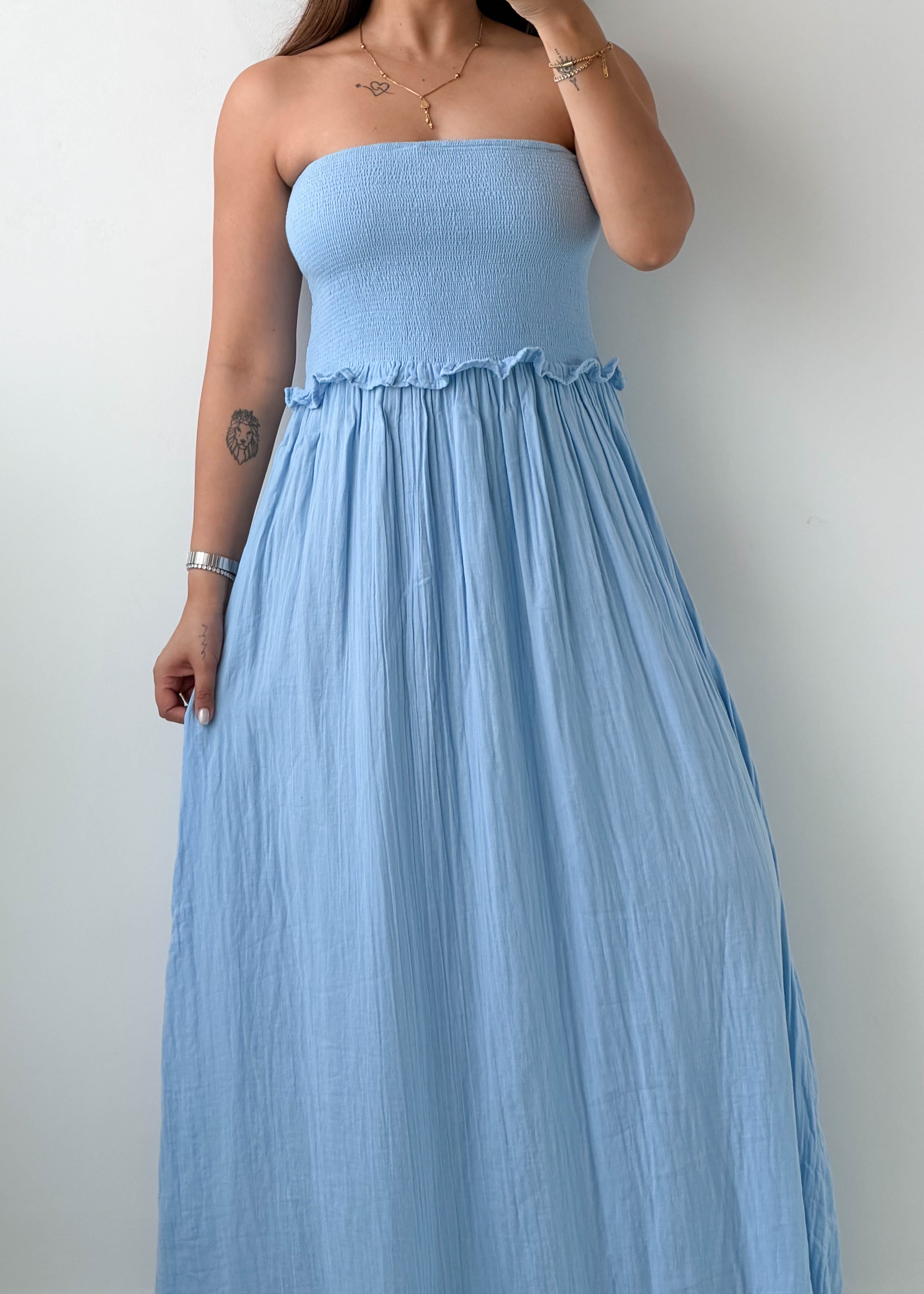 Size S-M Powder Blue Strapless Maxi Dress