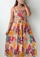 Size S-M Multicolor Floral Printed Midi Dress