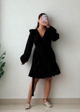 Size M-L Black Wrap Mini Dress
