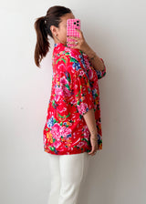 Size L-XL Red Floral Babydoll Top