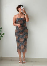 Size S-M Printed Bodycon Midi Dress
