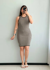 SIZE S-M, Printed Ribbed Bodycon Dress - Closet by Payal