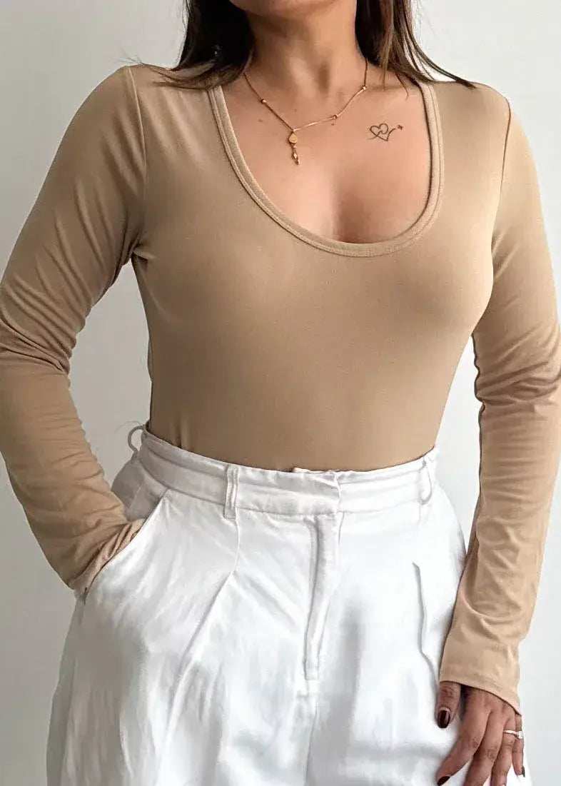 SIZE L-XL, Solid Cotton Ribbed BodySuit - Closet by Payal