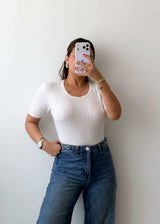Size L-XL White Textured Knit Top