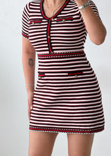 Size M-L Black & White Striped Knit Mini Dress