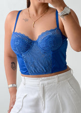 Size M Royal Blue Lace Corset Top