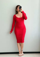 SIZE XS-S, Cotton Ribbed Bodycon Dress - Closet by Payal