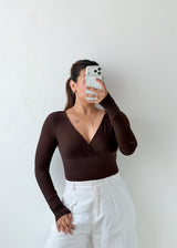 Size XS-S Chocolate Wrap Bodysuit