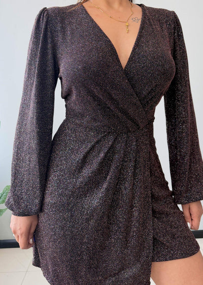 Size M-L, Shimmer Wrap Mini Dress - Closet by Payal