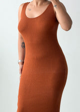 Size S-M Rust Ribbed Maxi Dress