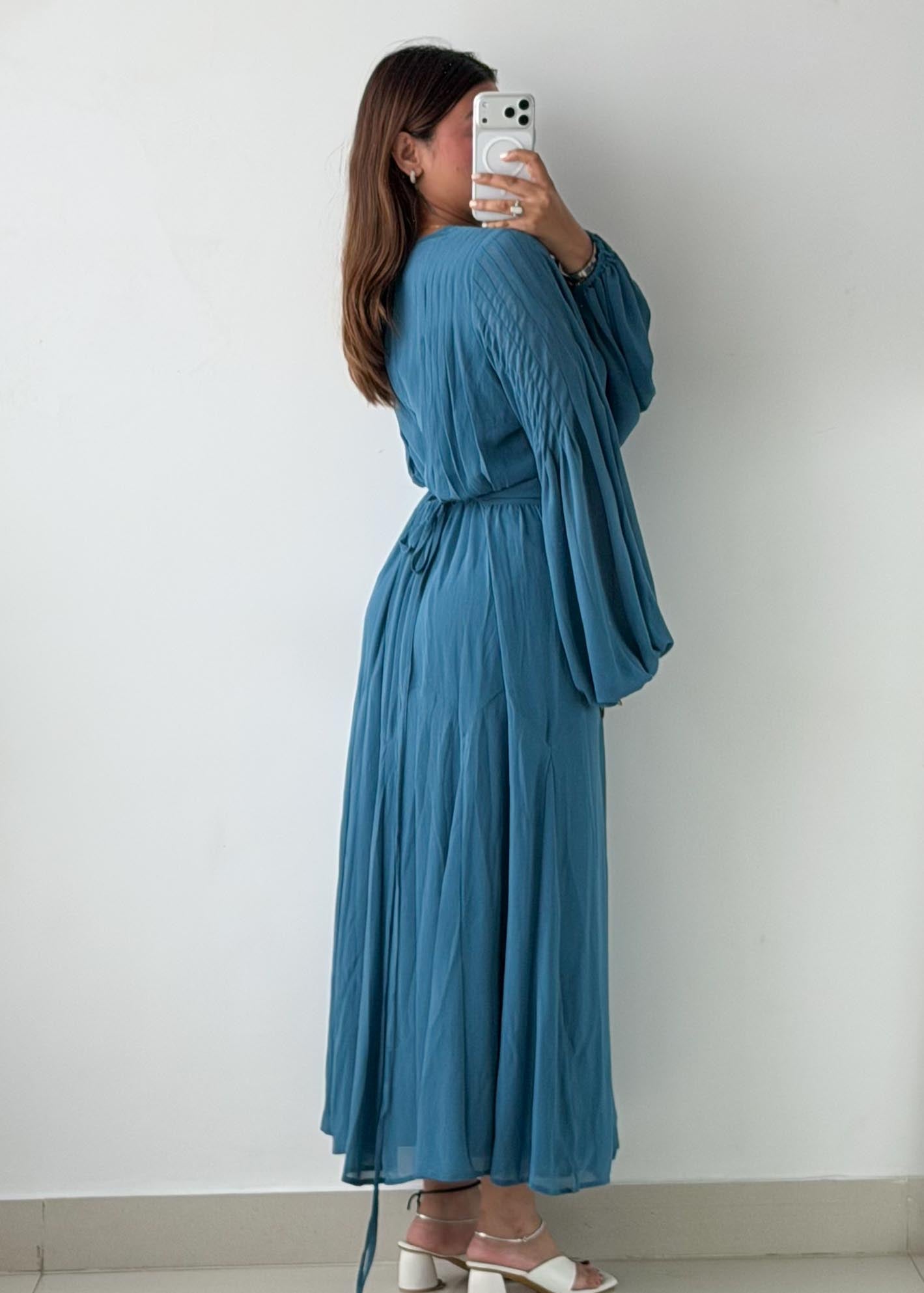 Size M-L Teal Blue Wrap Maxi Dress