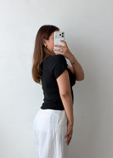 Size M-L Black Sweetheart Neck Ribbed Top
