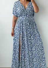 Size M-L Blue Floral Maxi Dress