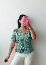 Size XS-S Mint Green Printed Peplum Top