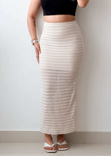 Waist 26-28 Beige Crochet Maxi Skirt