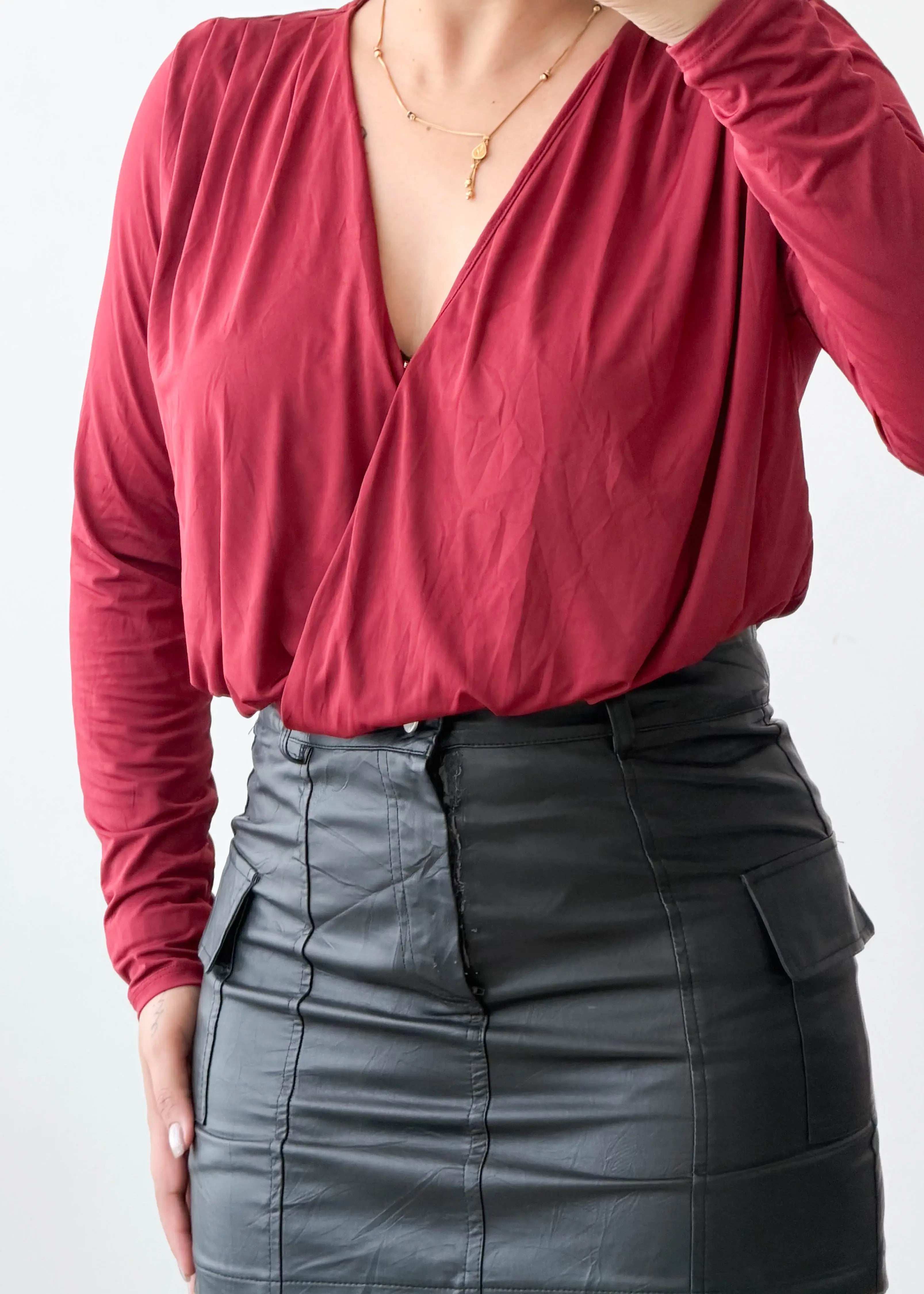 Size M-L Wine Wrap Bodysuit