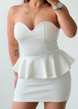 Size S-M White Peplum Mini Dress