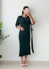 Size L-XL Emerald Green Ribbed Midi Dress