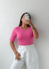 Size M-L Pink Half Sleeve Bodysuit
