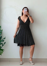 Size XS-S Black Polka Dot Cotton Fit & Flare Dress