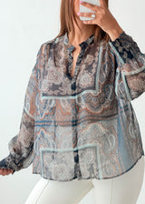 Size M-L Grey Paisley Sheer Shirt