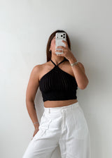 Size XS-S Black Halter Crochet Top