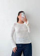 Size S-M White Textured Lace Top