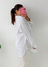 Size M-L White Oversized Cotton Shirt