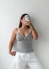 Size S-M Black & White Crochet Knit Tank Top
