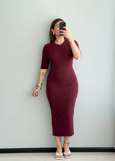 SIZE XS-S, wine Bodycon Dress - Closet by Payal
