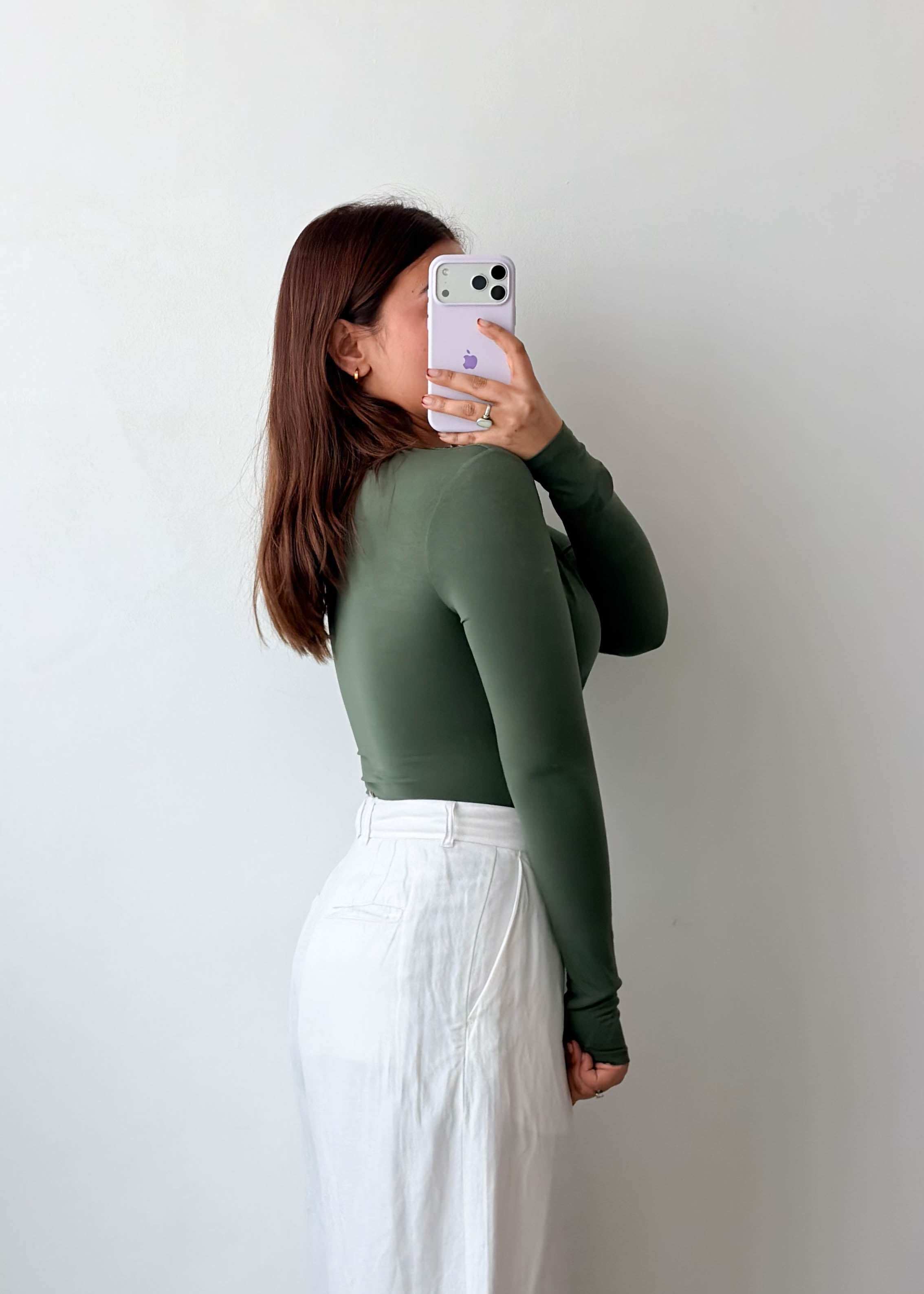 Size XS Olive Deep V Bodysuit