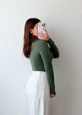 Size XS Olive Deep V Bodysuit