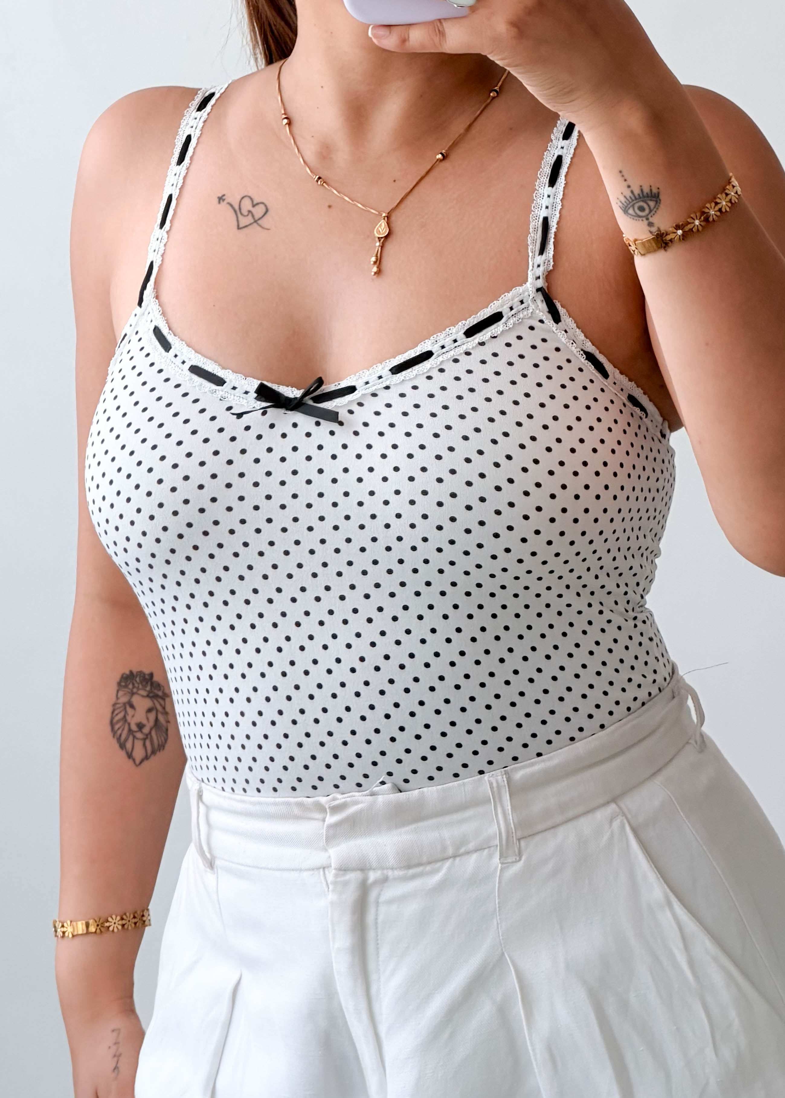 Size XS-S White Polka Dot Cami Top