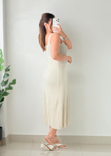 Size S-M Ivory Ribbed Knit Midi Dress