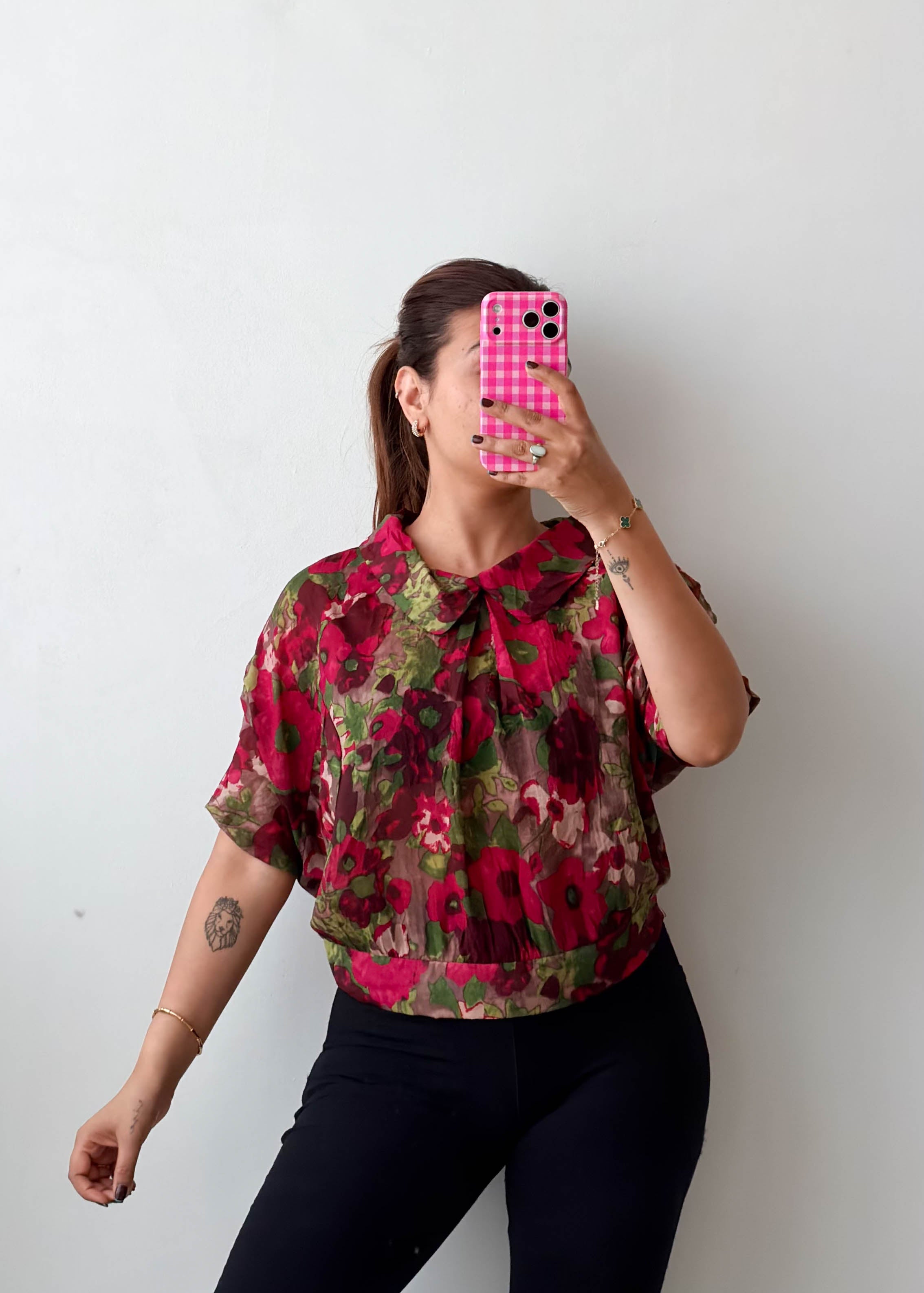 Size XS-S Red Floral Blouse
