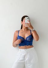 Size S Royal Blue Lace Corset Top