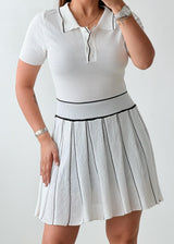 Size M-L White Pleated Knit Mini Dress