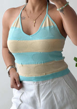 Size M-L, Pastel Striped Halter Top