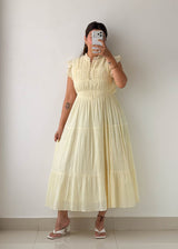 Size S-M Cream Smocked Tiered Midi Dress