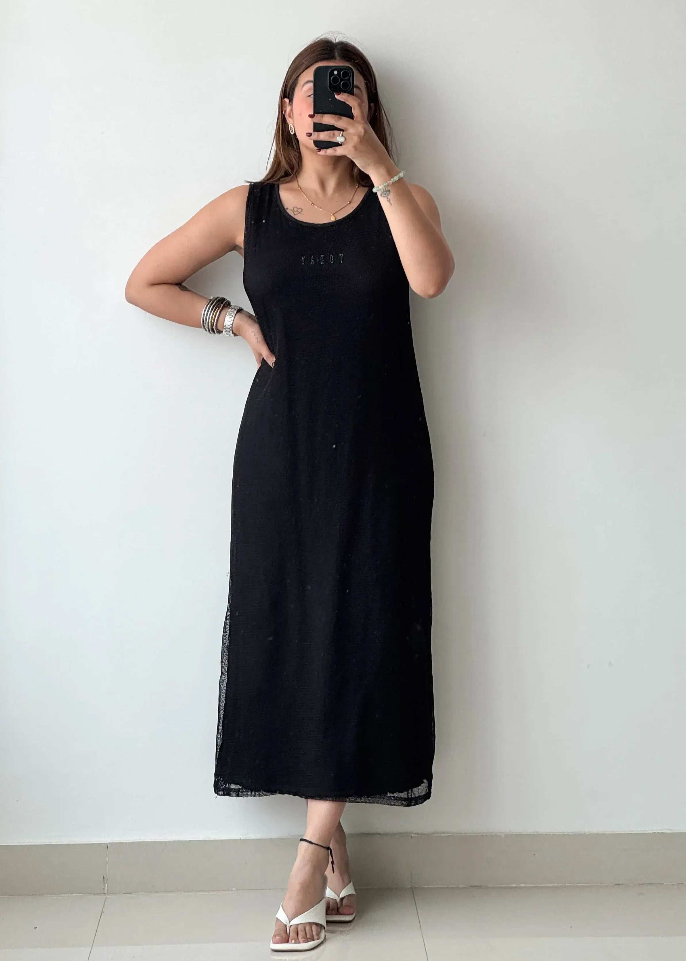 SIZE M-L, Net with lining Midi Dress - Closet by Payal