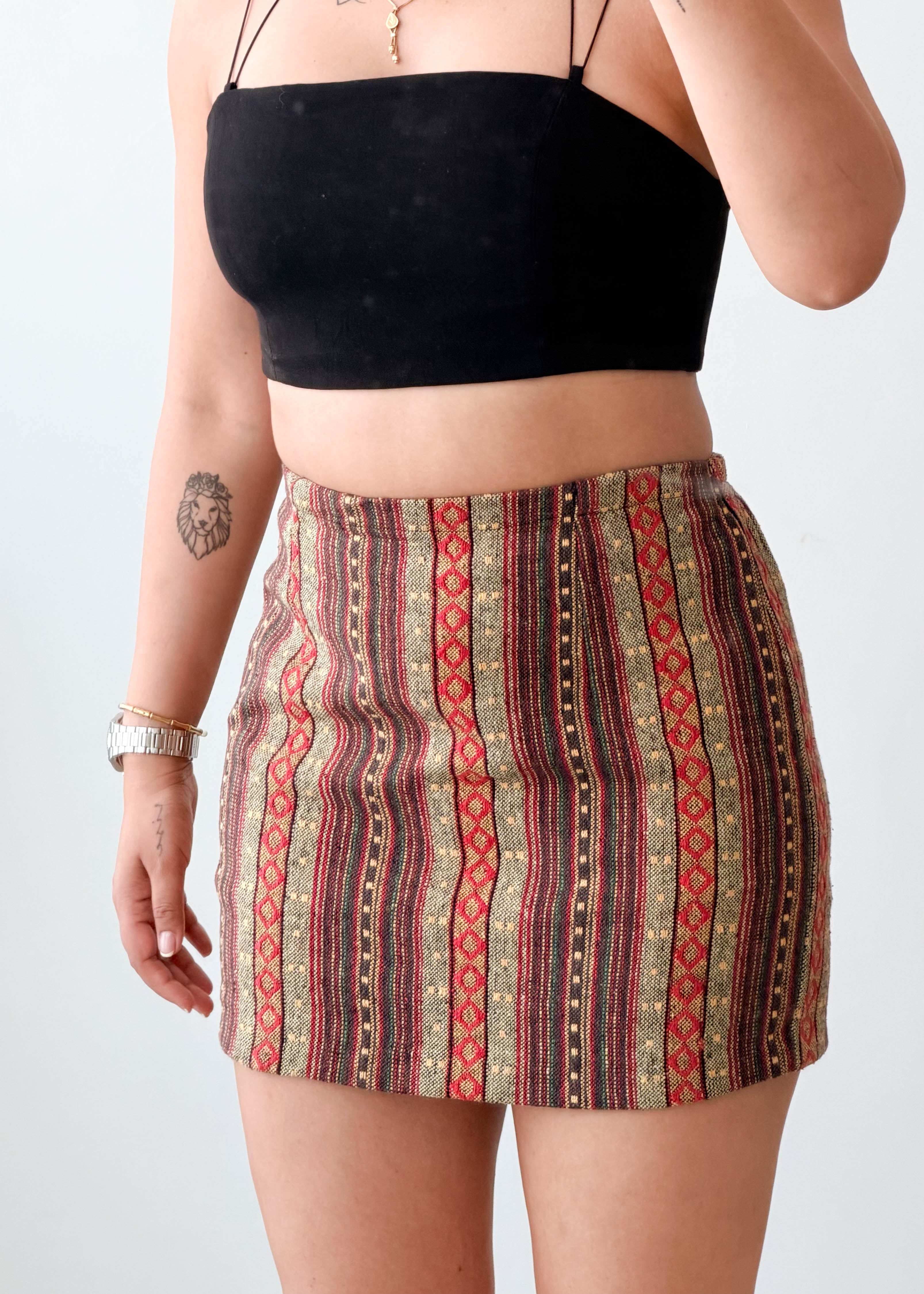 Waist 28-29 Printed Mini Skirt