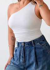 Size XS-S White One-Shoulder Bodysuit