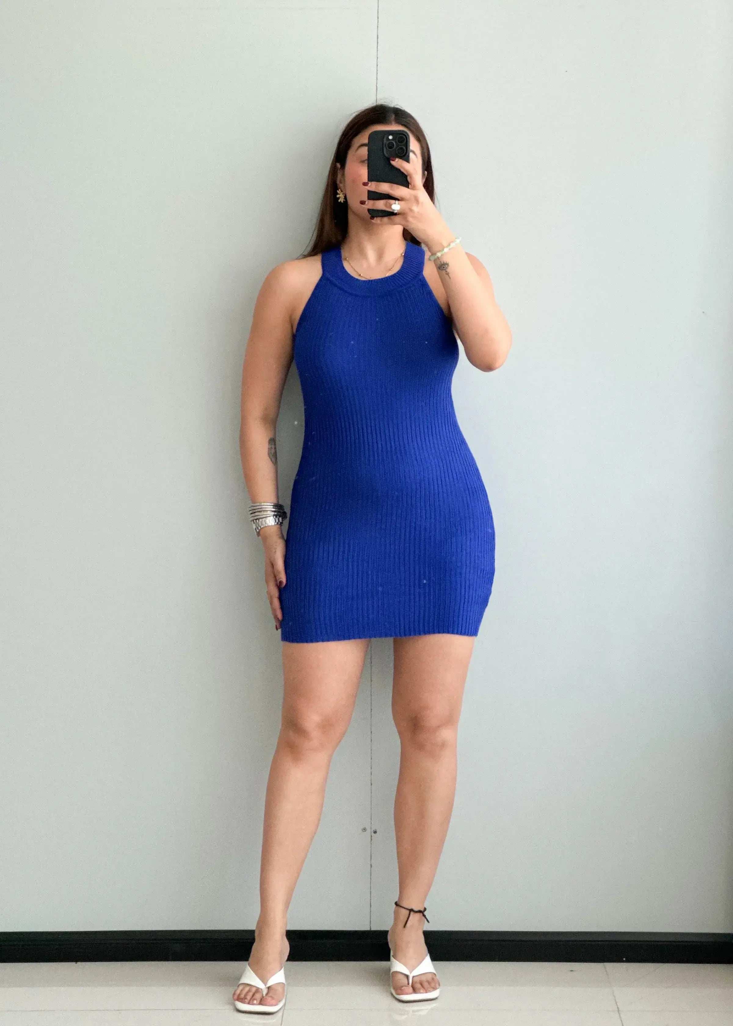 SIZE S-M, Cotton Ribbed Mini Dress - Closet by Payal