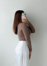 Size S-M Taupe Crew Neck Bodysuit