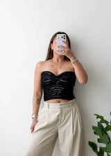 Size S-M, Black Textured Tube Top