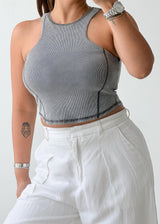 Size XS-S Grey Racerback Crop Top