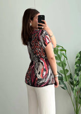 Size M-L, Printed Y2K Mesh top - Closet by Payal