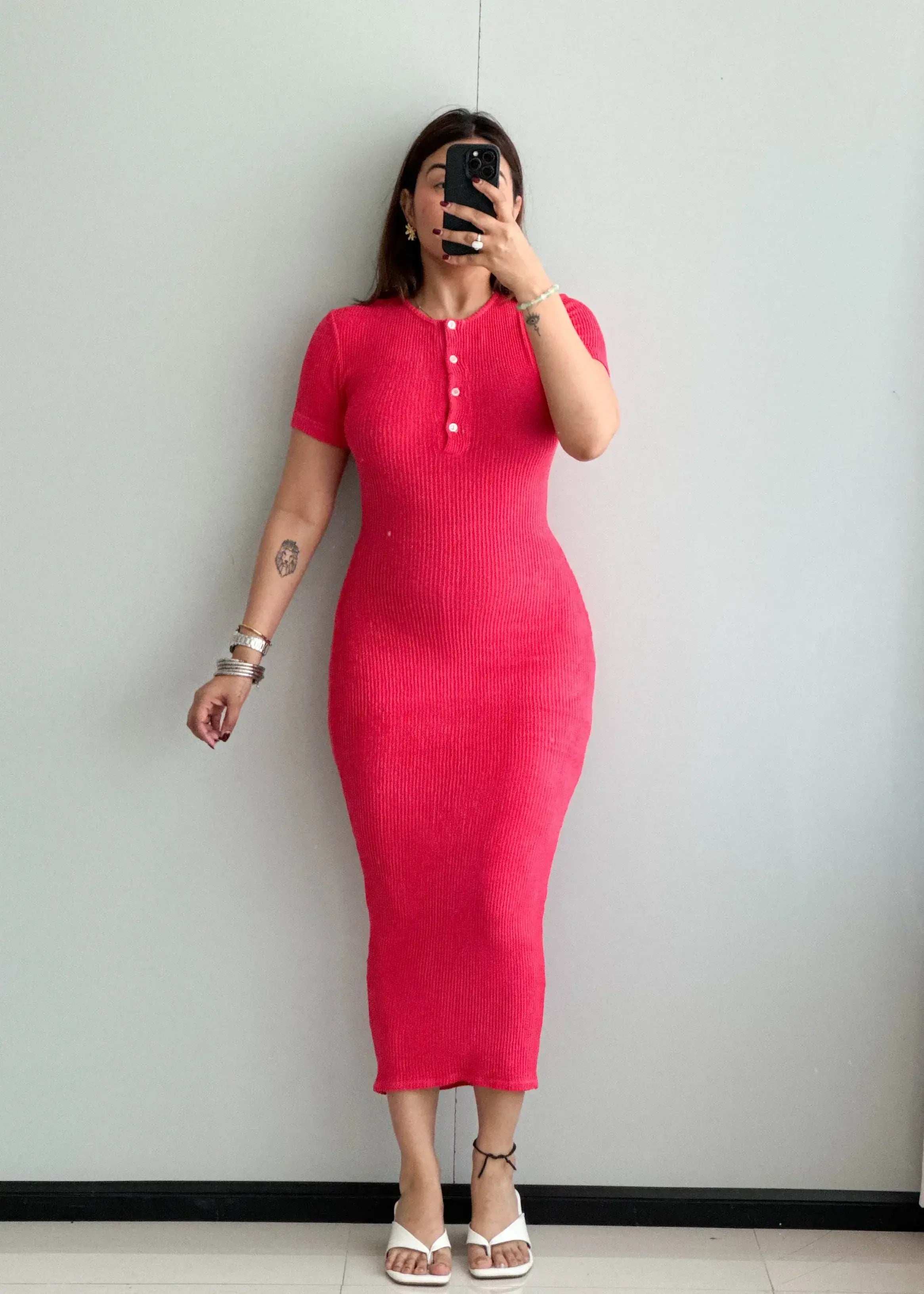 SIZE XS-S, Cotton Ribbed bodycon Dress - Closet by Payal