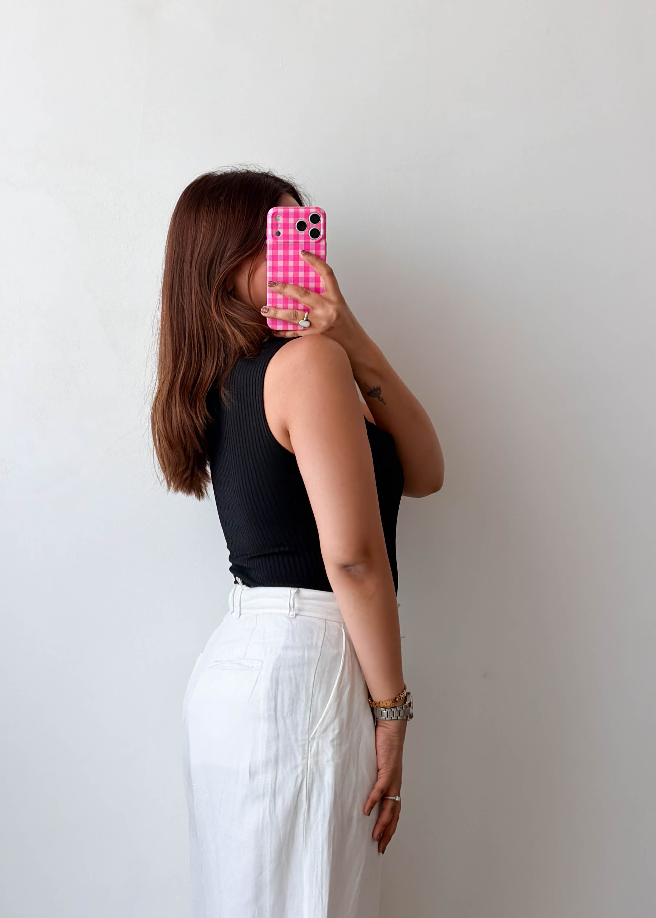 Size S-M Black Ribbed Square Neck Bodysuit